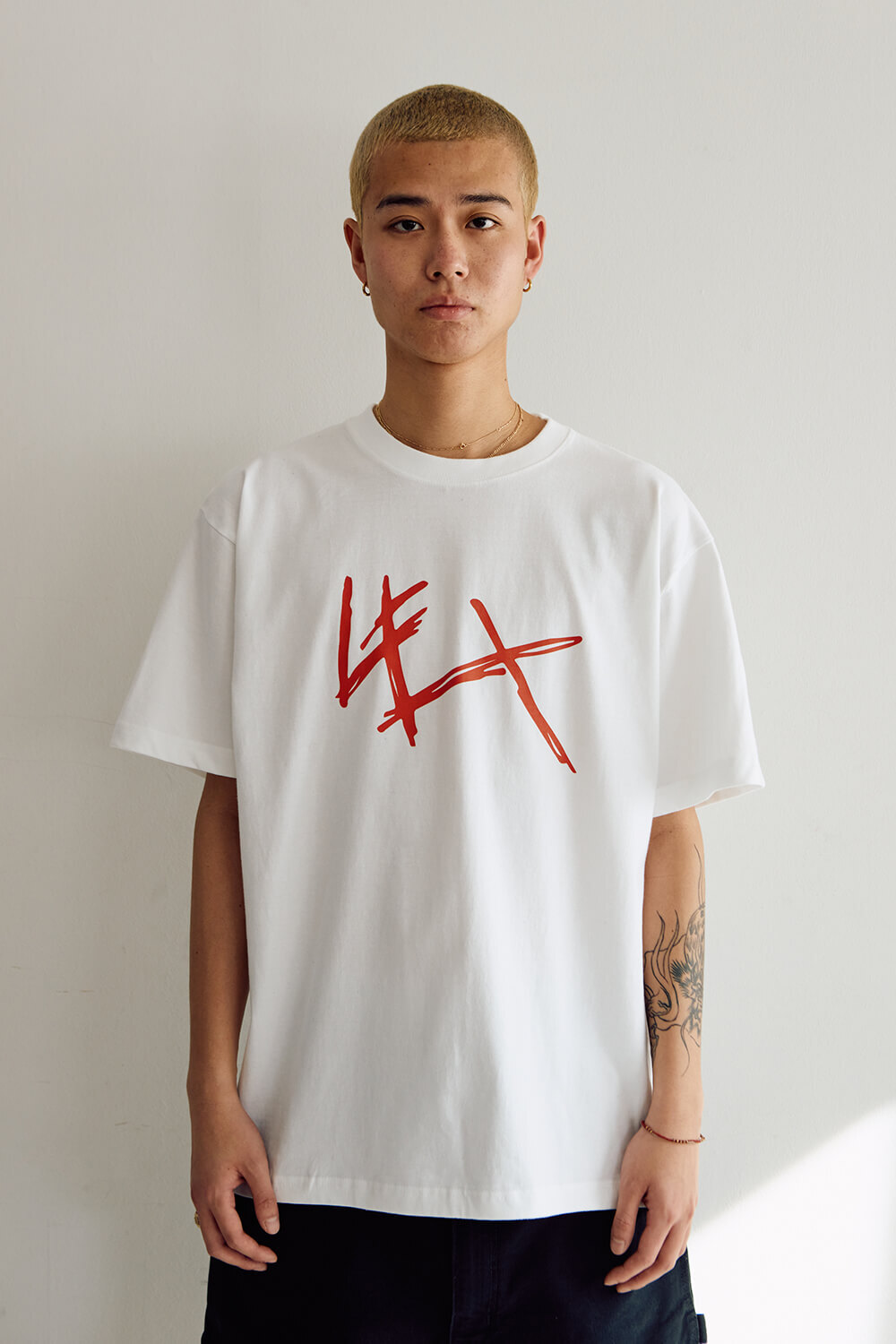 LEX LOGO T-shirt (White×Red)